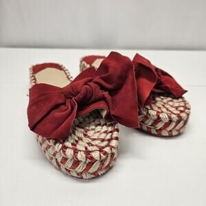Alex + Alex Ritses Suede Espadrilles Sandal Red Bow Wedge Flatform NWOB Size 9